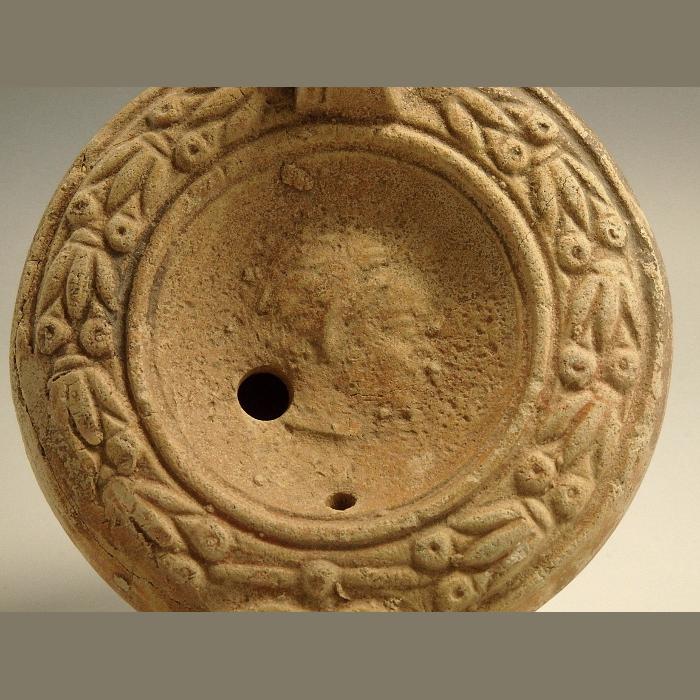 Roman Terracotta Oil Lamp Depicitng Bust Of Satyr/Faun