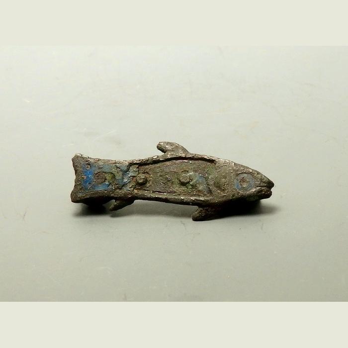 Roman Bronze Enamelled Fish Brooch