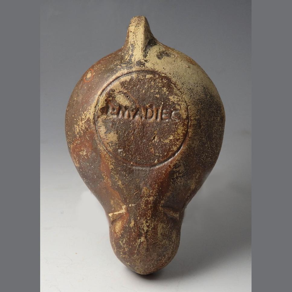 Roman Terracotta Oil Lamp Depicting A Stag & Maker'S Mark