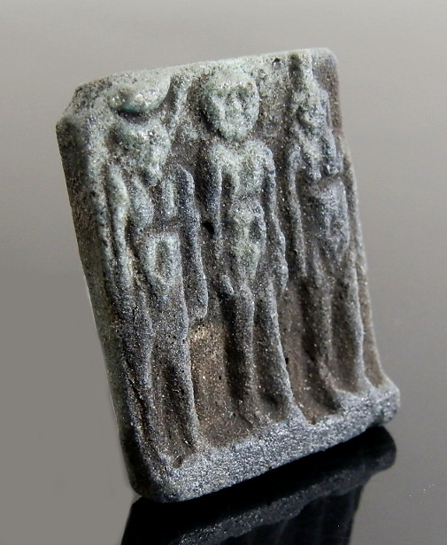 Egyptian Faience Osirian Triad Amulet. Unusual Type