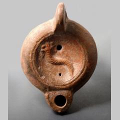 Roman Terracotta Oil Lamp Decorated With Cornucopiae