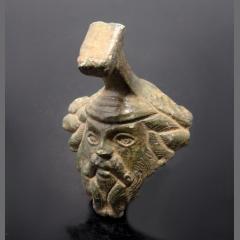 Roman Bronze Handle Terminal Fragment With Head of Jupiter