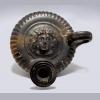 Greek Apulian Terracotta Black-Glazed Guttus With Medusa - Image 2