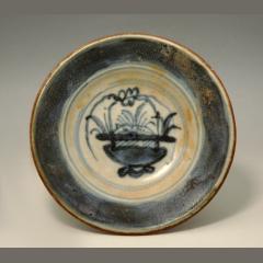 Tek Sing Cargo Shipwreck Blue & White Saucer With Basket of Flowers