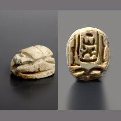 Egyptian Steatite Scarab With Hieroglyphs For Thutmosis III