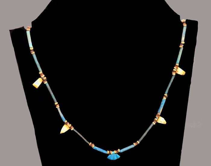Egyptian New Kingdom Faience Bead Amulet Necklace