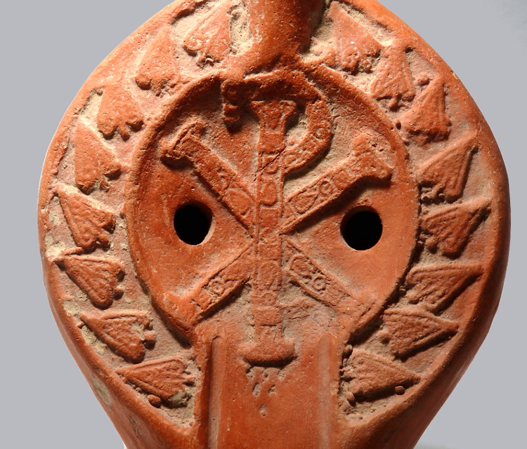 Roman North African Terracotta Oil Lamp Depicting Chi-Rho - Image 2