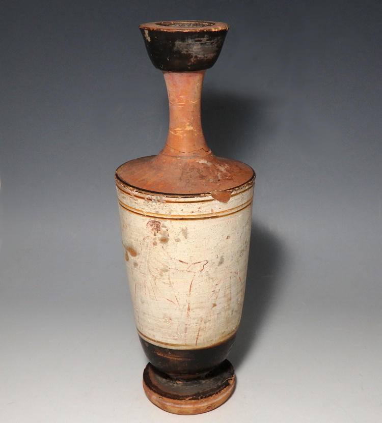 Very Large Decorated Attic White-Ground Lekythos - Image 2