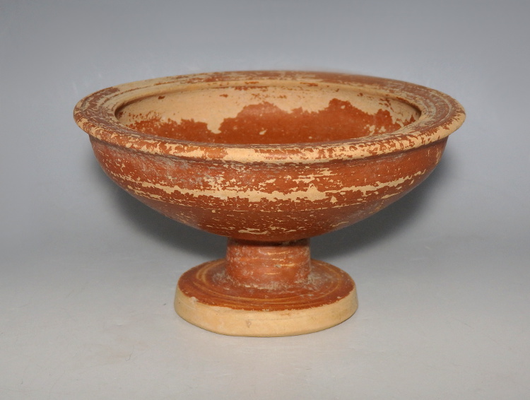 Greek Canosan Short Stemmed Terracotta Cup - Image 2