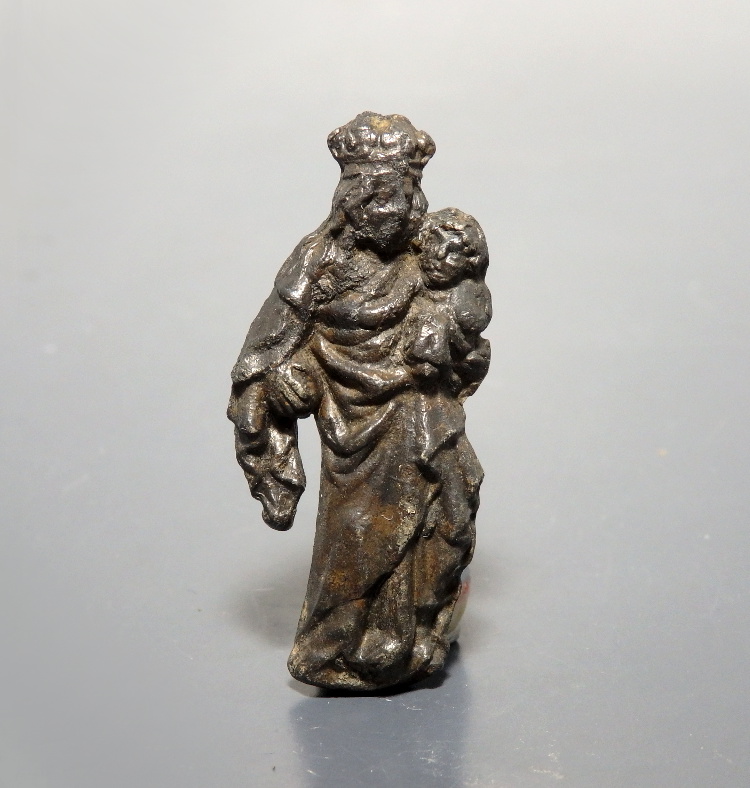 Medieval Lead Pewter Pilgrim Pendant of Madonna & Child