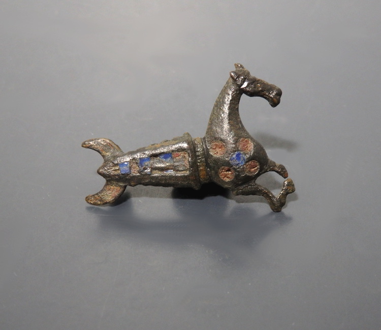 Roman Bronze Zoomorphic Enamelled Hippocampus Brooch - Image 2