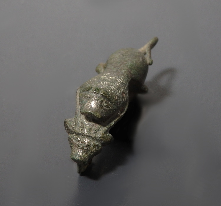 RARE Roman Bronze Lion Bow Brooch With Bulls Head - Image 5