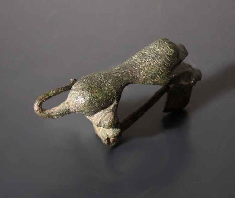 RARE Roman Bronze Lion Bow Brooch With Bulls Head - Image 6