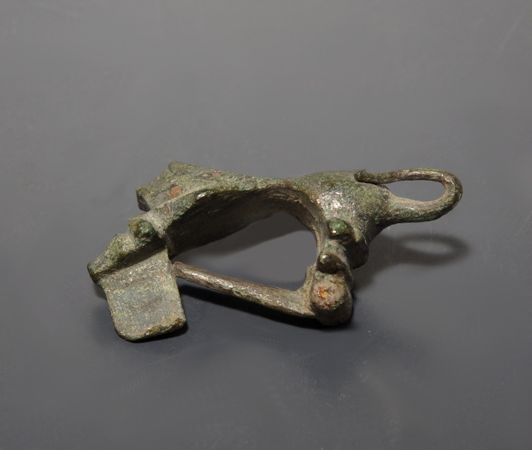 RARE Roman Bronze Lion Bow Brooch With Bulls Head - Image 7