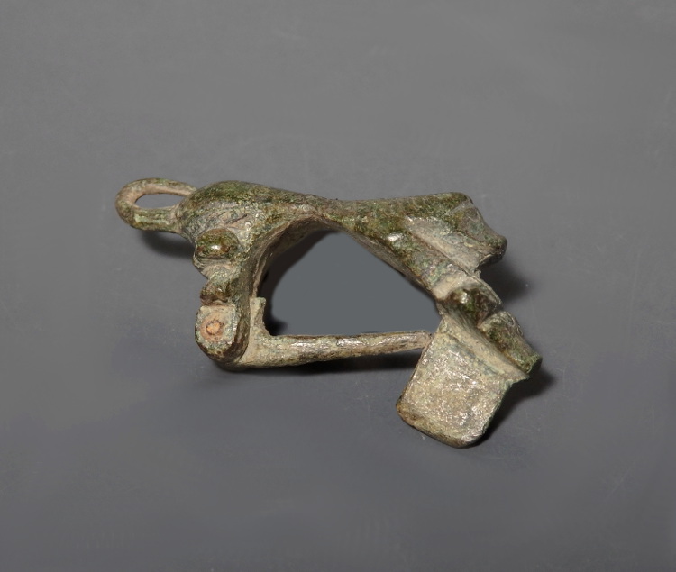 RARE Roman Bronze Lion Bow Brooch With Bulls Head - Image 8