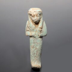 Egyptian Third Intermediate Period Blue Faience Shabti With Hieroglyphs