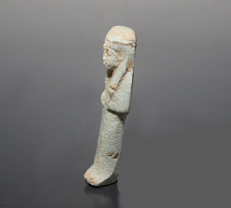 Egyptian Third Intermediate Period Blue Faience Shabti With Hieroglyphs - Image 2