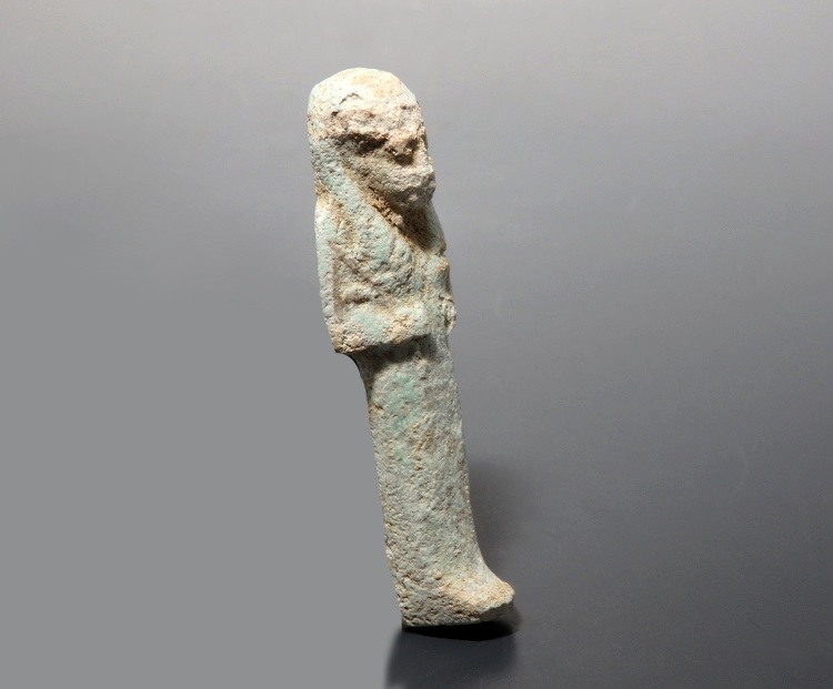 Egyptian Third Intermediate Period Blue Faience Shabti With Hieroglyphs - Image 3