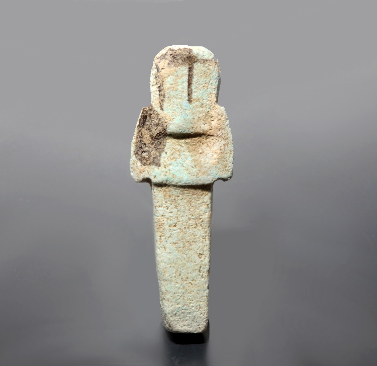 Egyptian Third Intermediate Period Blue Faience Shabti With Hieroglyphs - Image 4