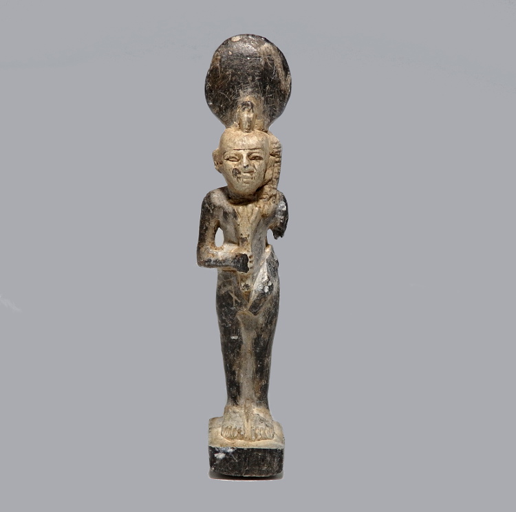 Egyptian Steatite Figure of Harpocrates Holding Lotus Flower - Image 2
