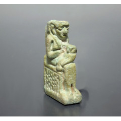 Very Large Egyptian Faience Amulet of Isis Nursing Horus