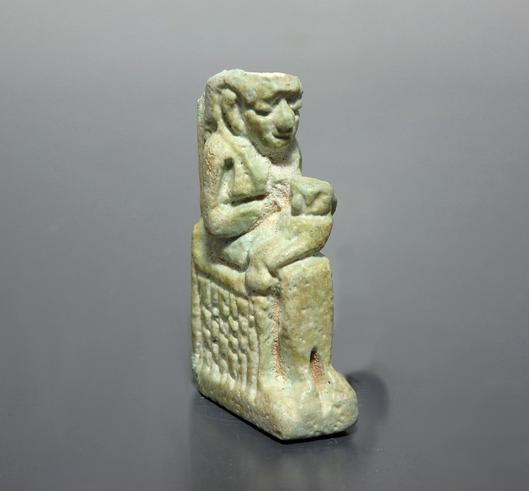 Very Large Egyptian Faience Amulet of Isis Nursing Horus