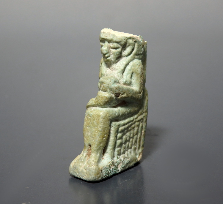 Very Large Egyptian Faience Amulet of Isis Nursing Horus - Image 2