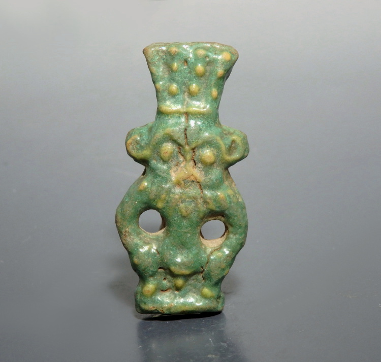 Very Large Romano-Egyptian Double Sided Faience Amulet of Bes