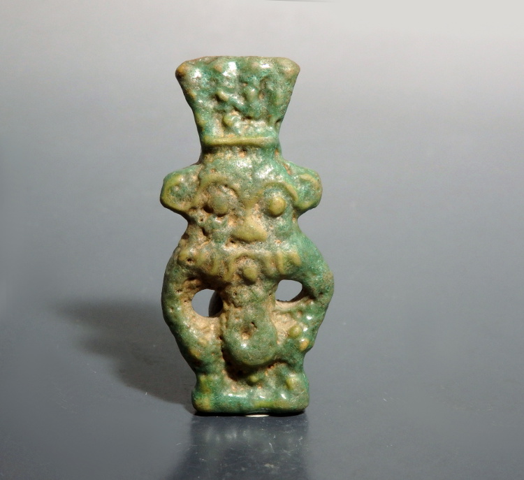Very Large Romano-Egyptian Double Sided Faience Amulet of Bes - Image 3