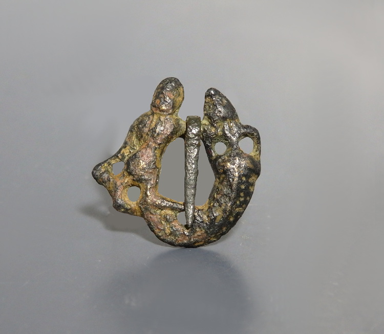 Medieval Bronze Brooch Decorated With Lizard