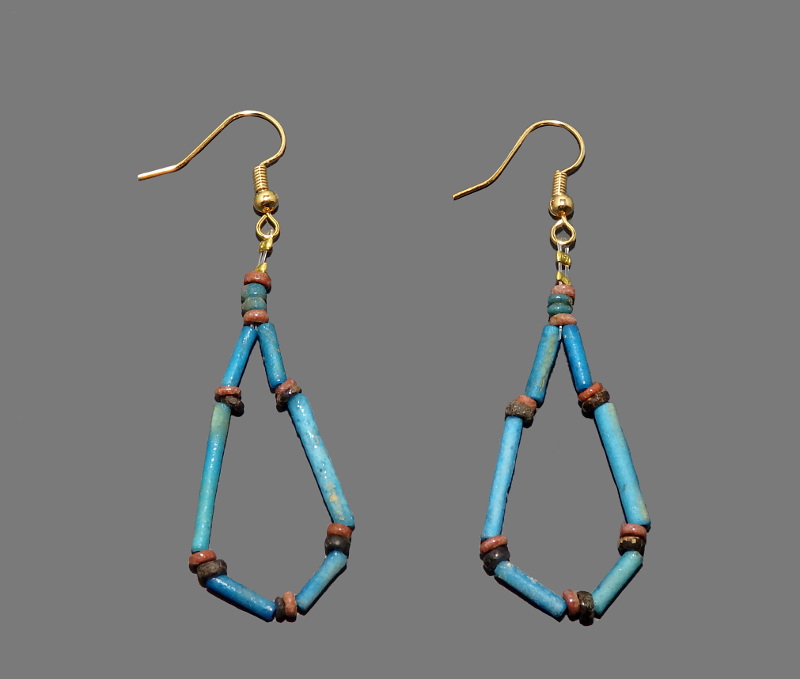 Egyptian Faience New Kingdom Beaded Earrings